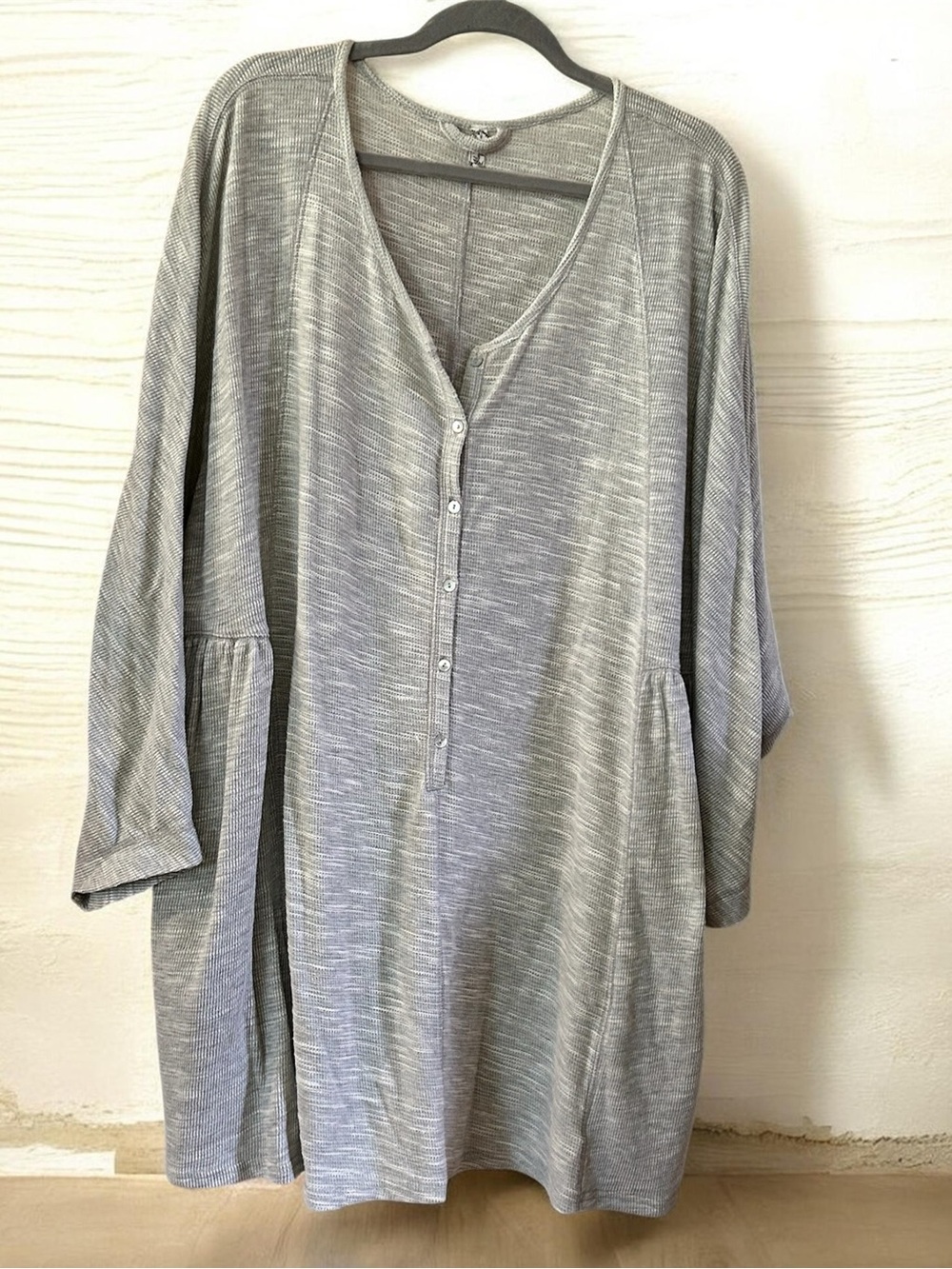 Intimately Free People Button-Front Oversized Peplum Tunic/Dress in Heather Grey